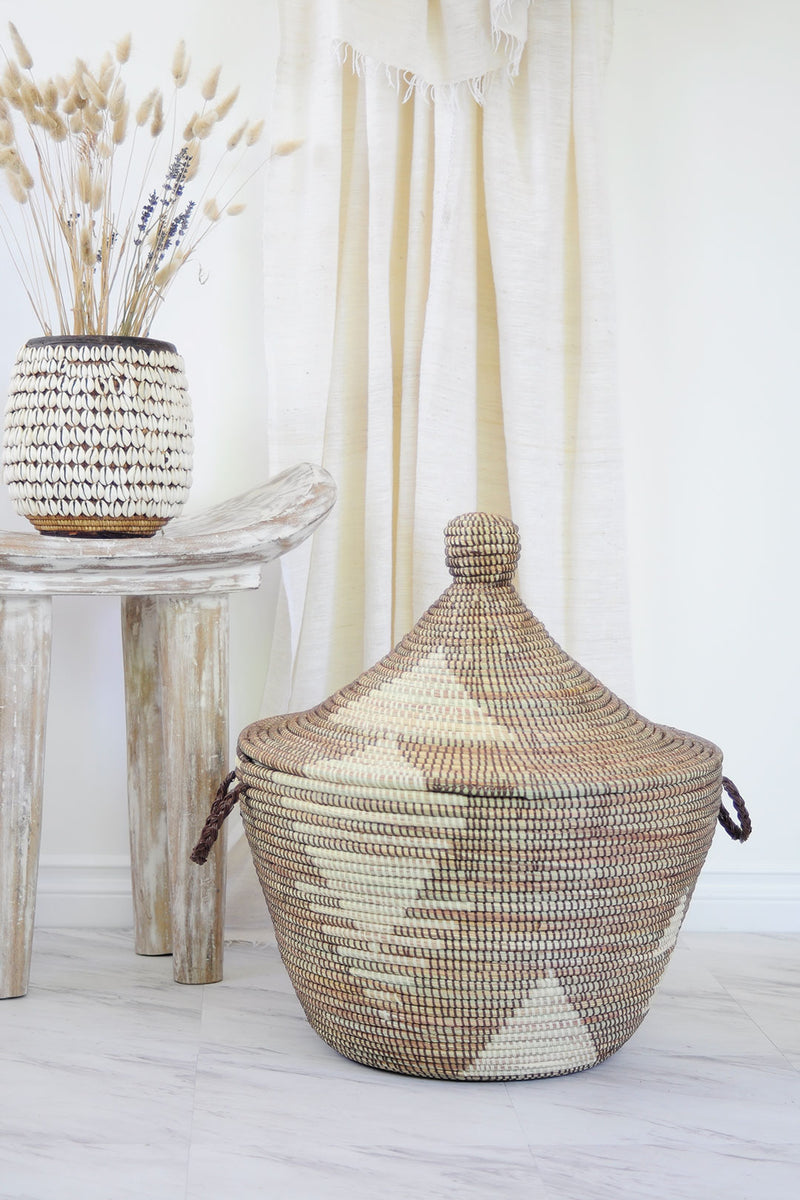 Brown and Cream Tribal Design Basket