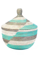 Aqua, Silver & White Warming Basket