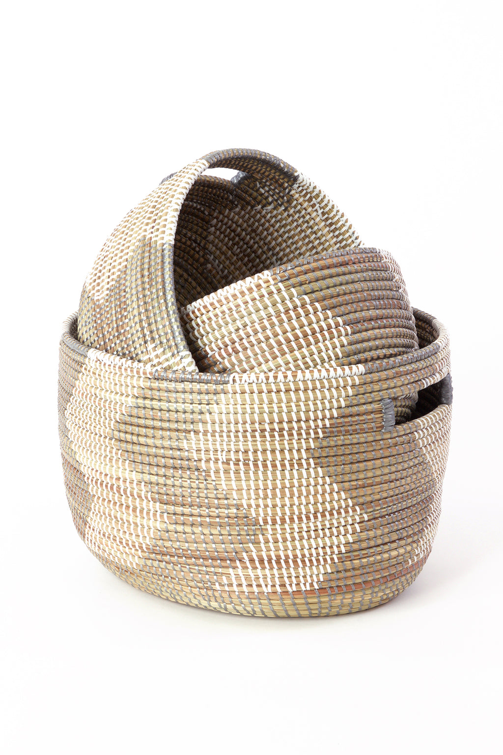 Set of Three Silver and White ZigZag Nesting Baskets Default Title