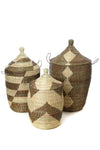 Set of Three Black and Beige Mixed Pattern Hampers Default Title