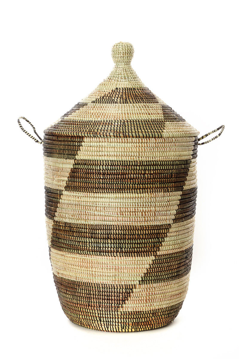 Set of Three Black and Beige Mixed Pattern Hampers Default Title