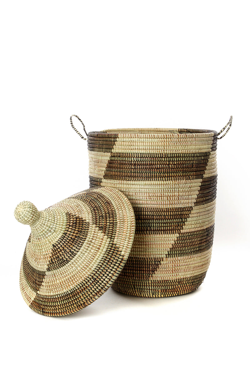 Set of Three Black and Beige Mixed Pattern Hampers Default Title