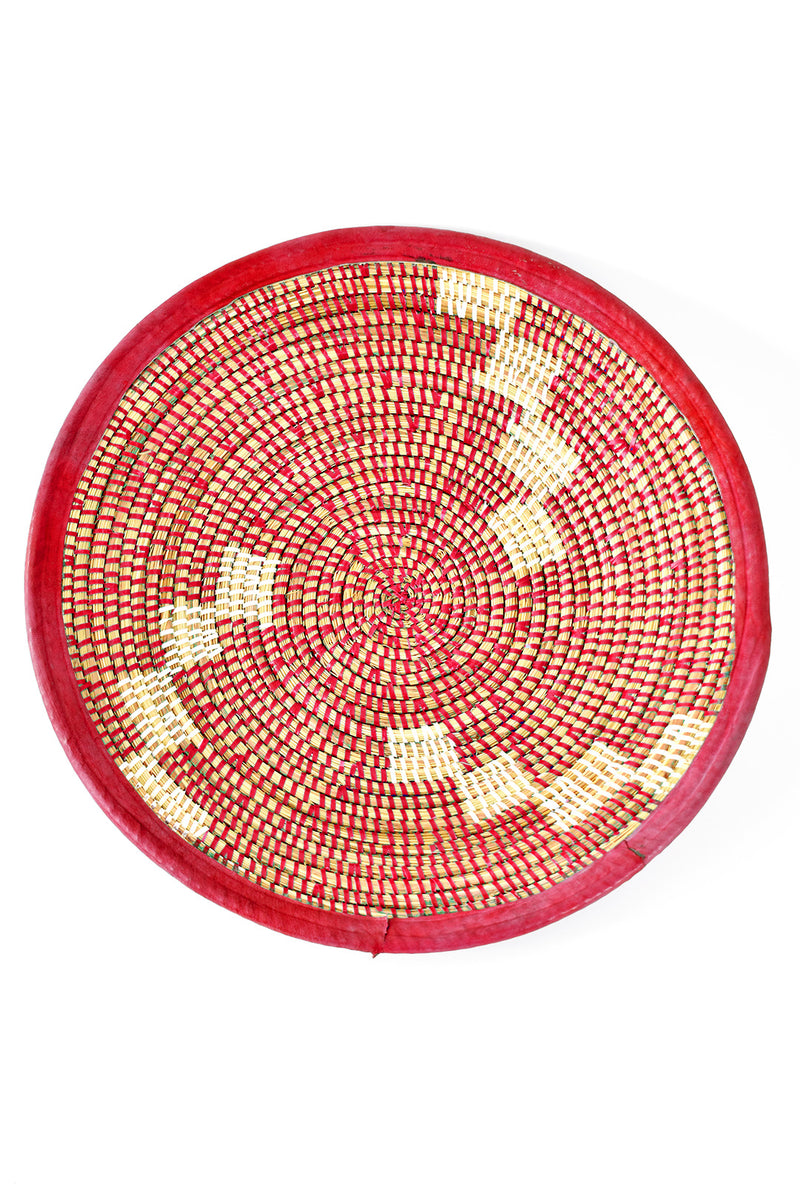 Red and White Leather Trimmed Baskets in Assorted Patterns