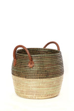 Set/3 Mixed Stripe Baskets with Leather Handles Default Title