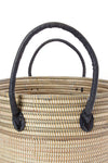 Set/3 Silver Mixed Stripe Baskets with Leather Handles Default Title