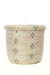 White and Silver Blossom Lidded Storage Basket Default Title