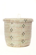 White and Silver Blossom Lidded Storage Basket Default Title