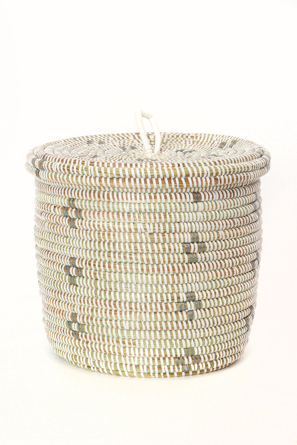 White and Silver Blossom Lidded Storage Basket Default Title