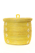 Yellow and White Blossom Lidded Storage Basket Default Title