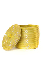Yellow and White Blossom Lidded Storage Basket Default Title