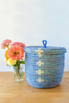 Blue and White Blossom Lidded Storage Basket Default Title