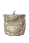 Silver and White Blossom Lidded Storage Basket Default Title