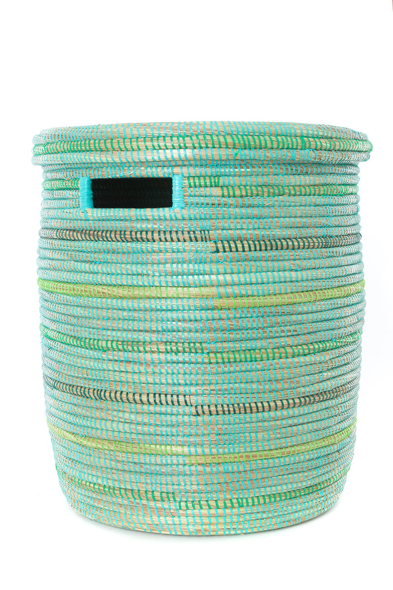 Seaside Stripes Flat Lid Storage Basket