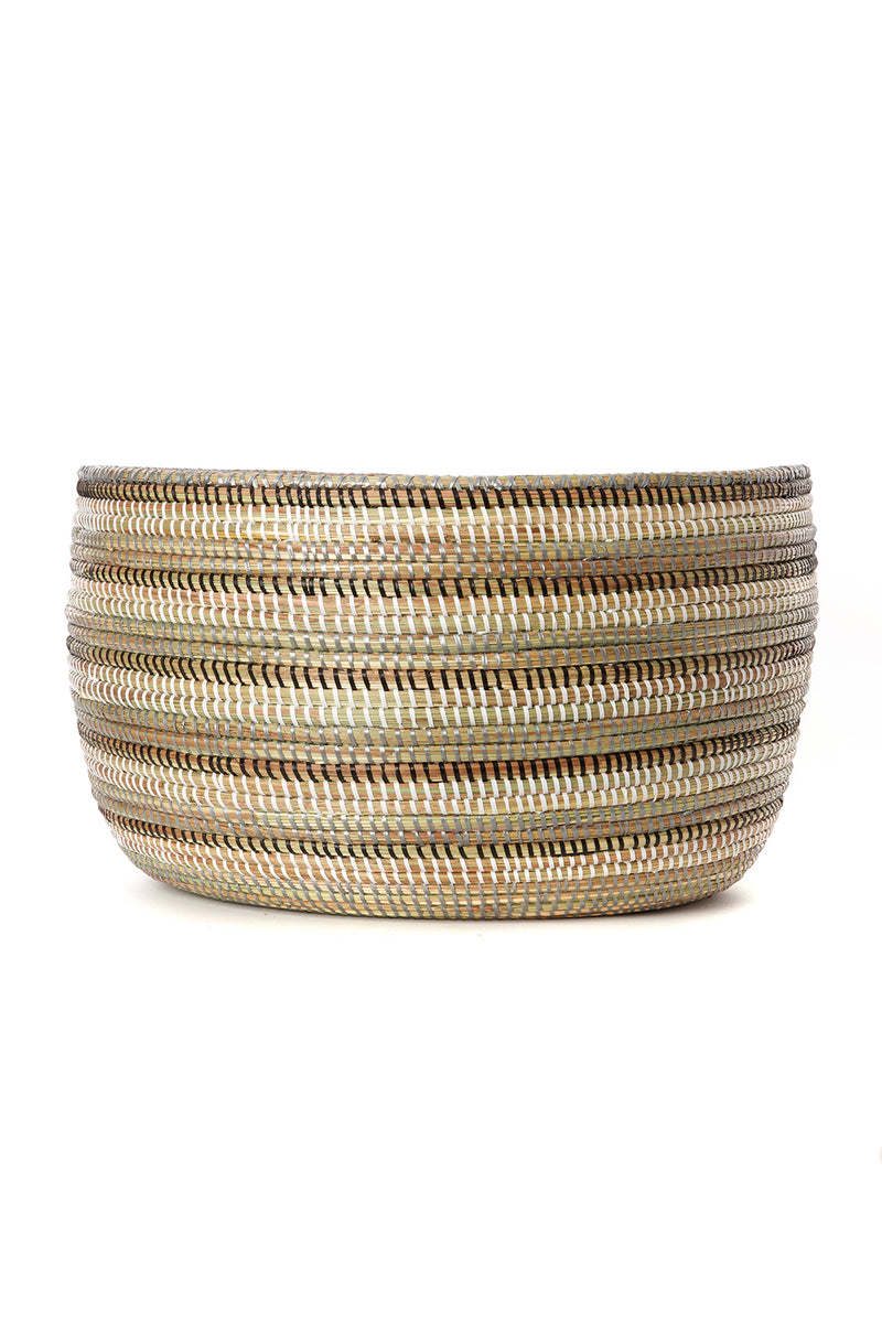 Black, Silver & White Striped Knitting Basket Default Title