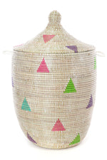Large White Teranga Triangles Hamper Basket from Senegal