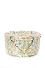 Set of Two Rainbow Garland Lidded White Storage Baskets Default Title