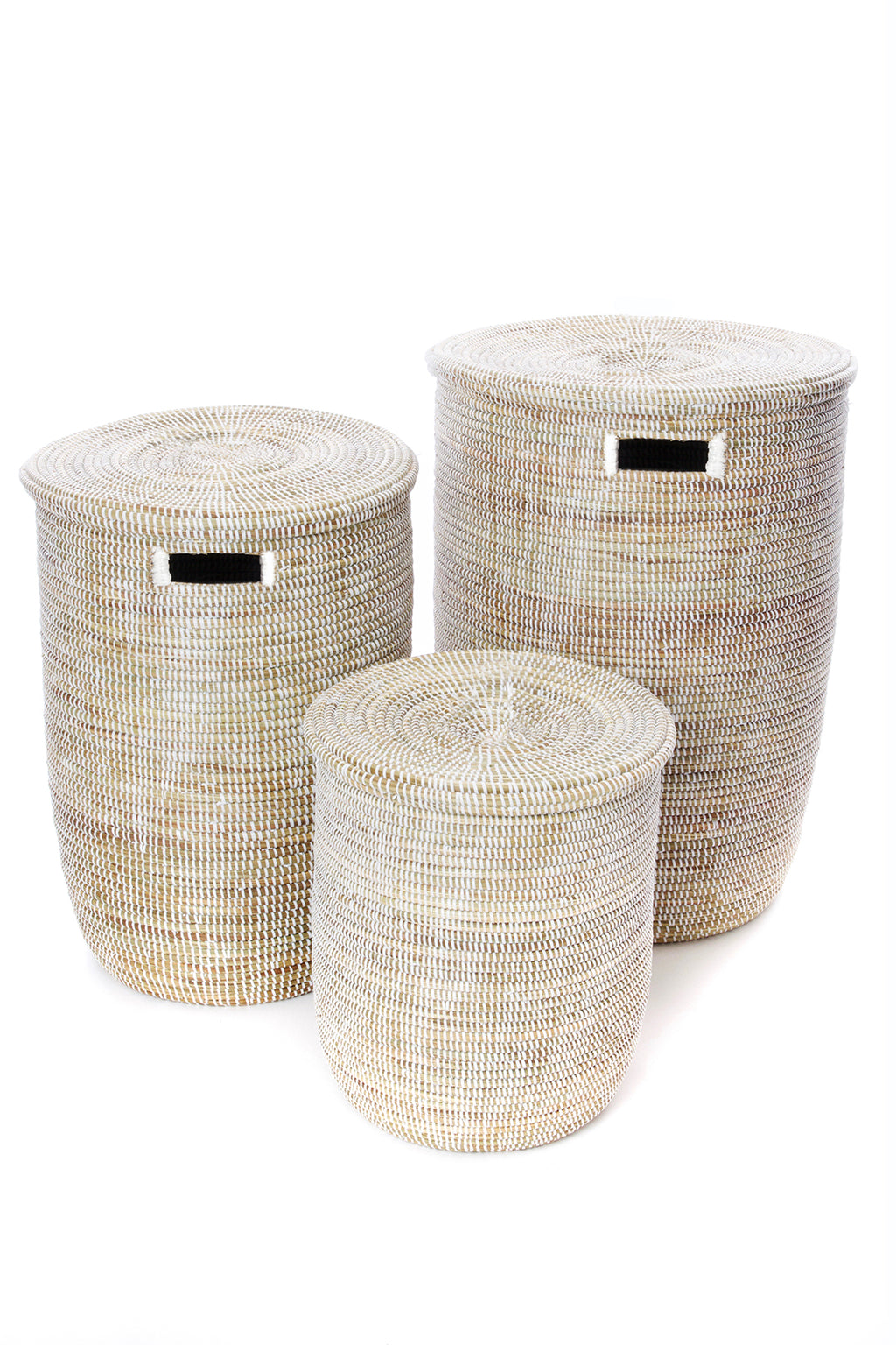 Set of Three Solid White Classic Hampers Default Title