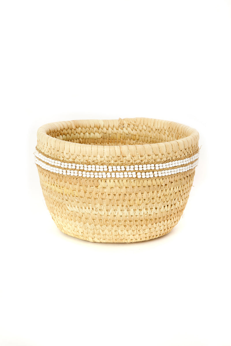 Ngurunit Nomadic Camel Milking Baskets with White Beaded Stripes