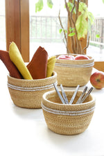 Ngurunit Nomadic Camel Milking Baskets White Beaded Stripes