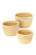 Ngurunit Nomadic Camel Milking Baskets with White Beaded Stripes