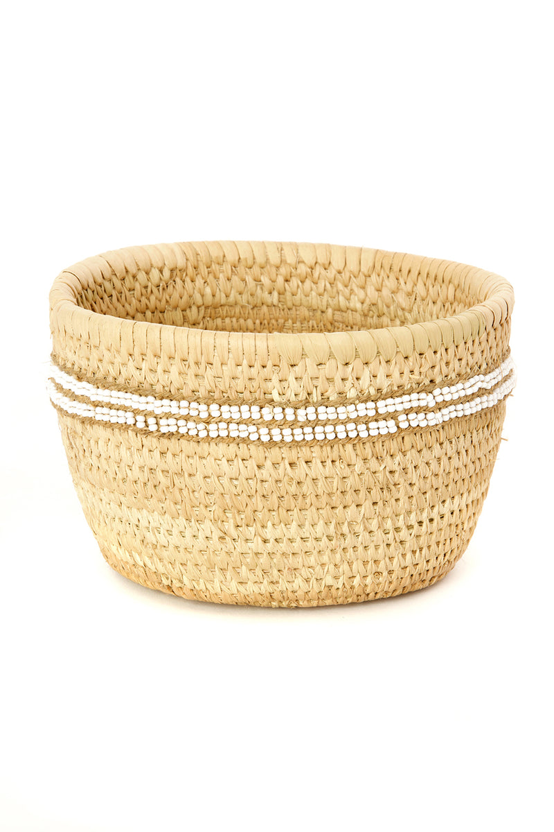 Ngurunit Nomadic Camel Milking Baskets with White Beaded Stripes