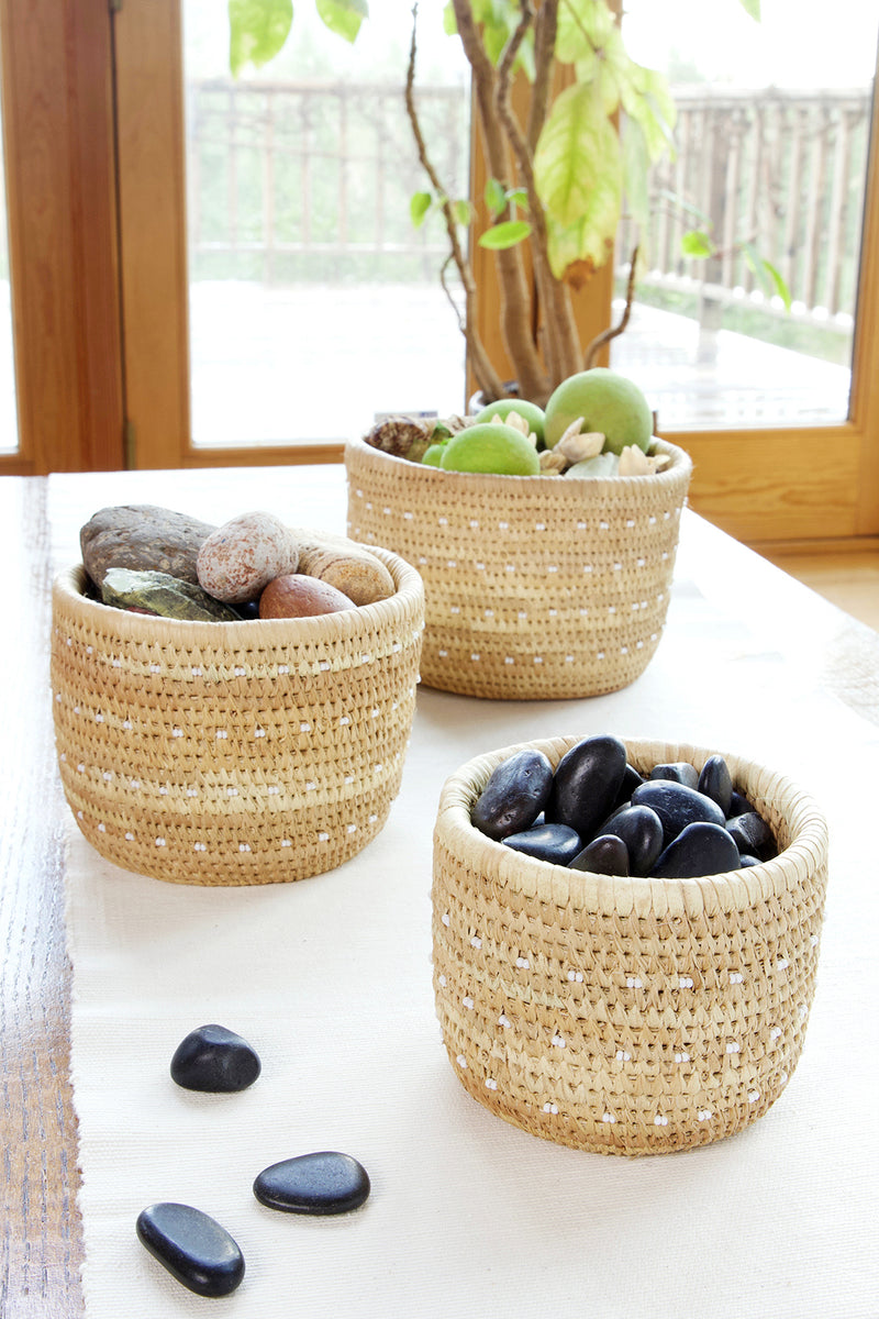 Ngurunit Nomadic Camel Milking Baskets with White Beaded Dots