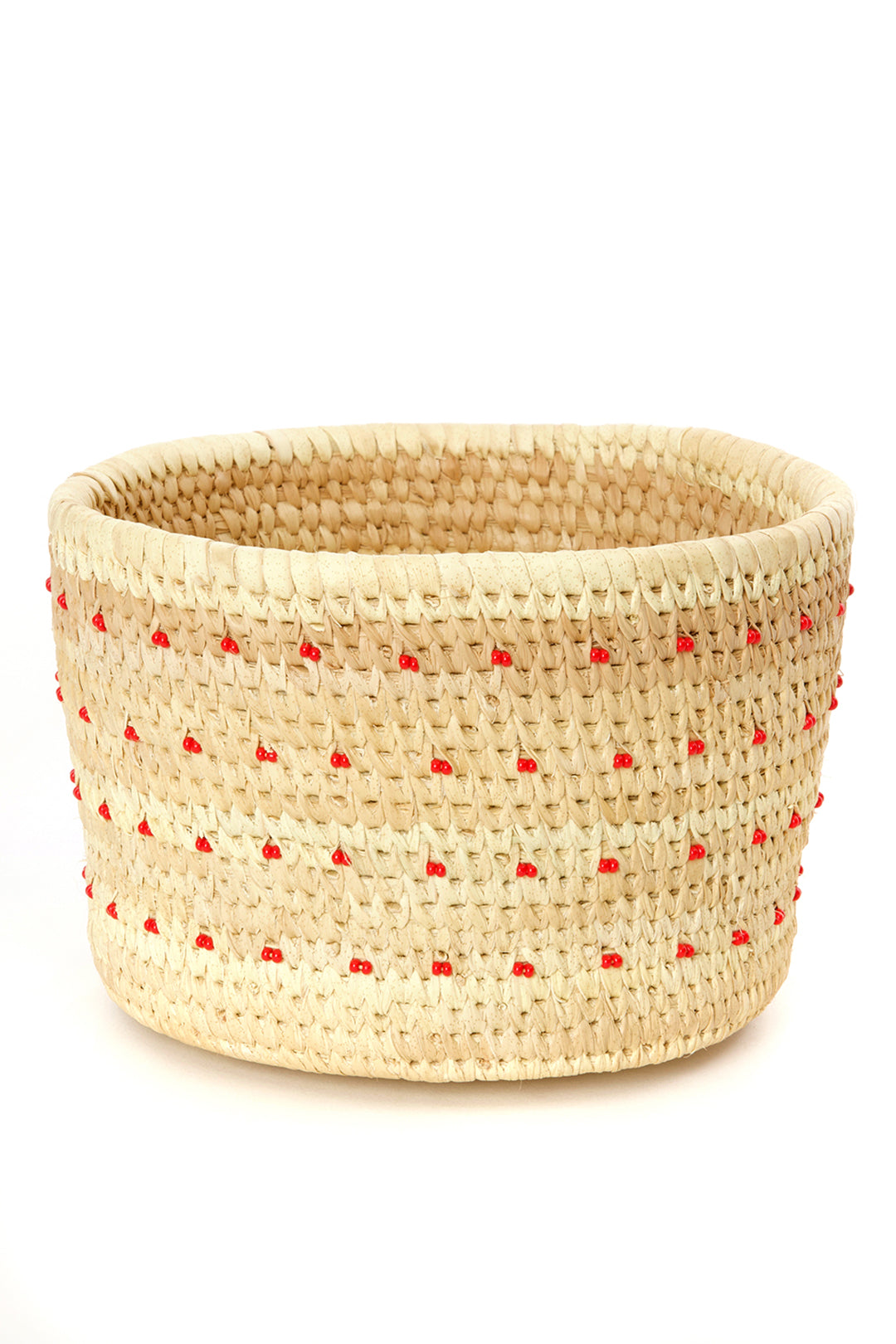Large Ngurunit Nomadic Camel Milking Basket with Red Beaded Dots