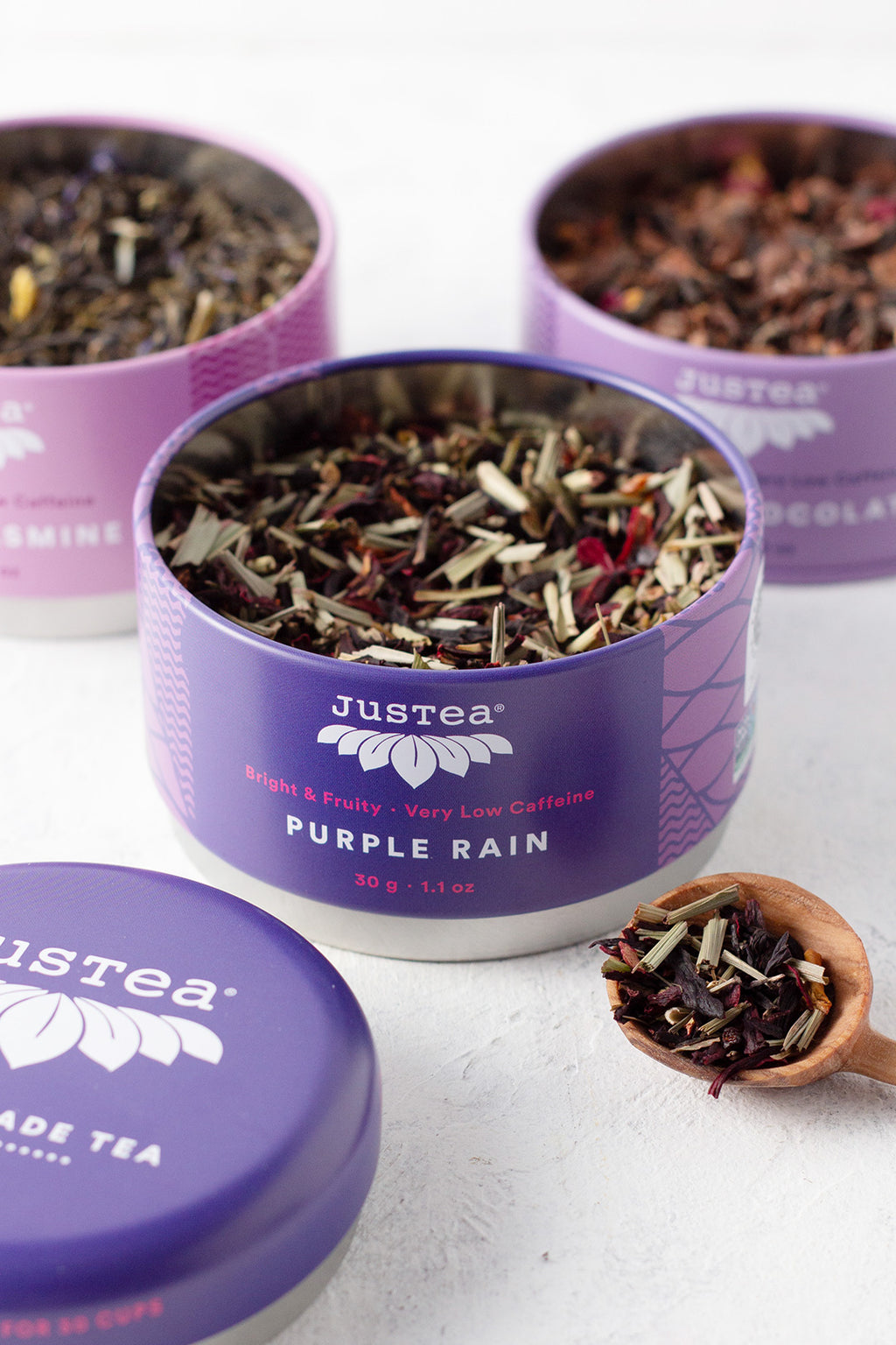 JusTea Loose Leaf Purple Tea Trio Gift Tin TEA13A  Single Trio Tin