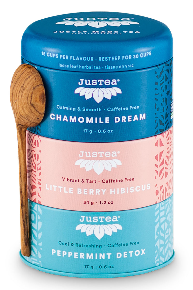 JusTea Loose Leaf Herbal Tea Trio Gift Tin