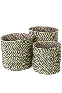 Black & Natural Maila Milulu Reed Basket - Large