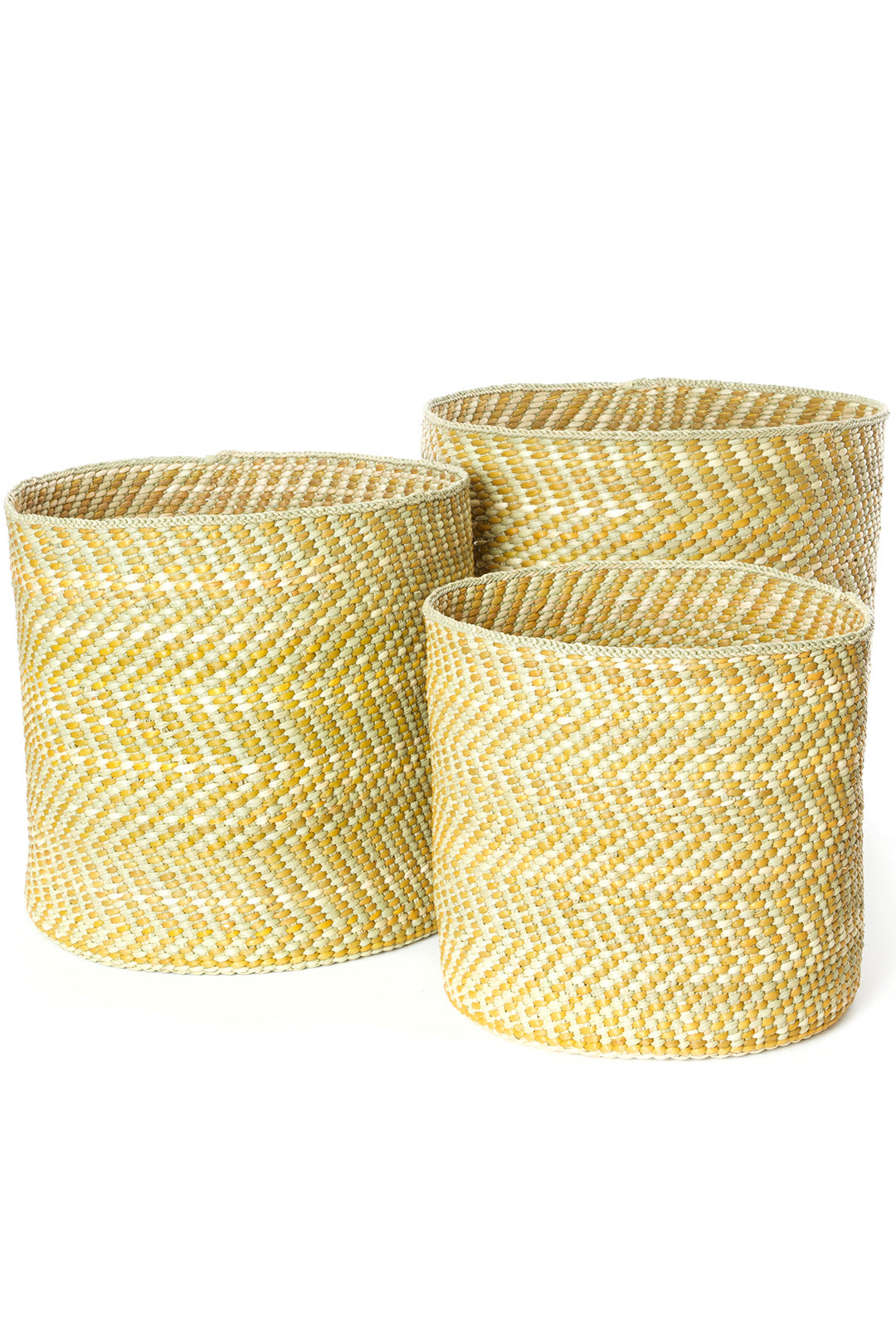 Yellow & Natural Maila Milulu Reed Basket - Medium