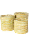 Yellow & Natural Maila Milulu Reed Baskets