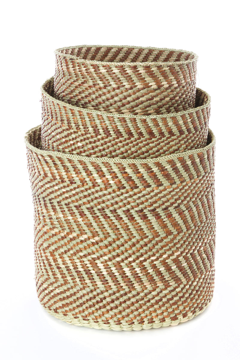 Brown & Natural Maila Milulu Reed Baskets