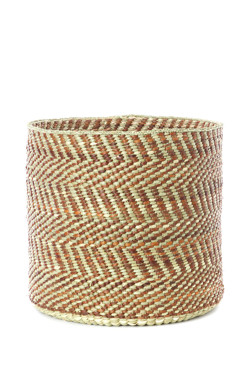 Brown & Natural Maila Milulu Reed Baskets TZB13B  Medium