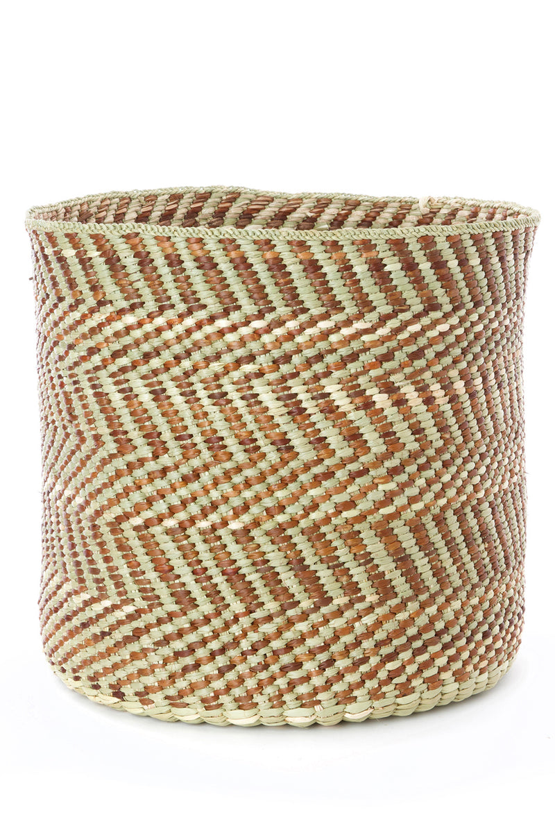 Brown & Natural Maila Milulu Reed Baskets TZB13C  Large