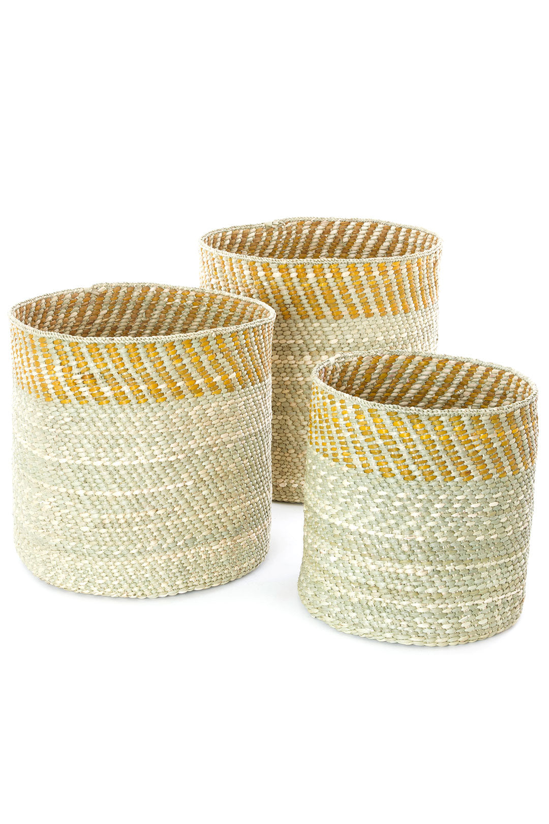 Yellow and Natural Kupanda Iringa Basket - Medium