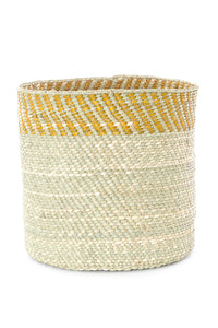 Yellow and Natural Kupanda Iringa Basket - Medium