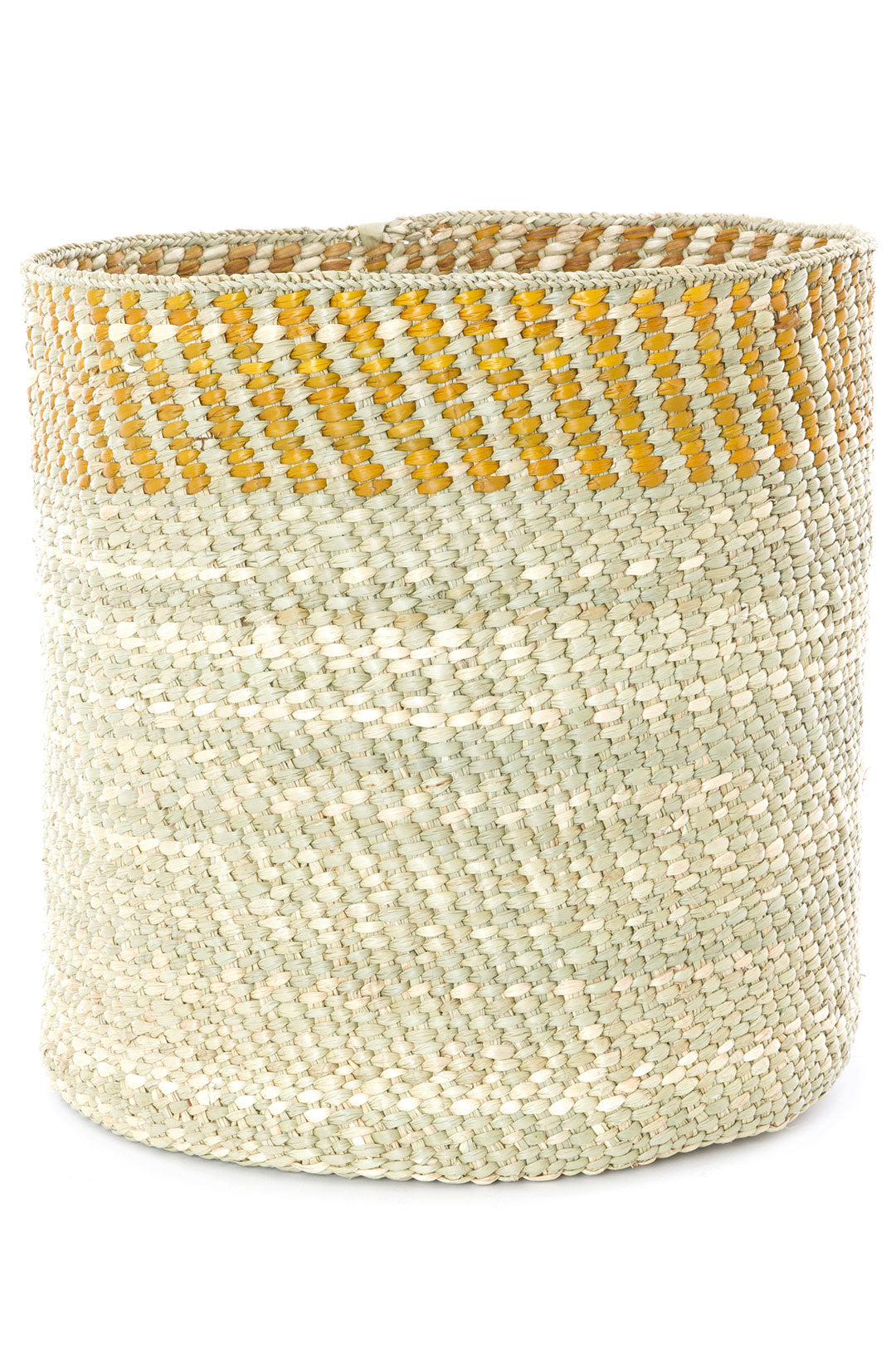 Yellow and Natural Kupanda Iringa Basket - Medium