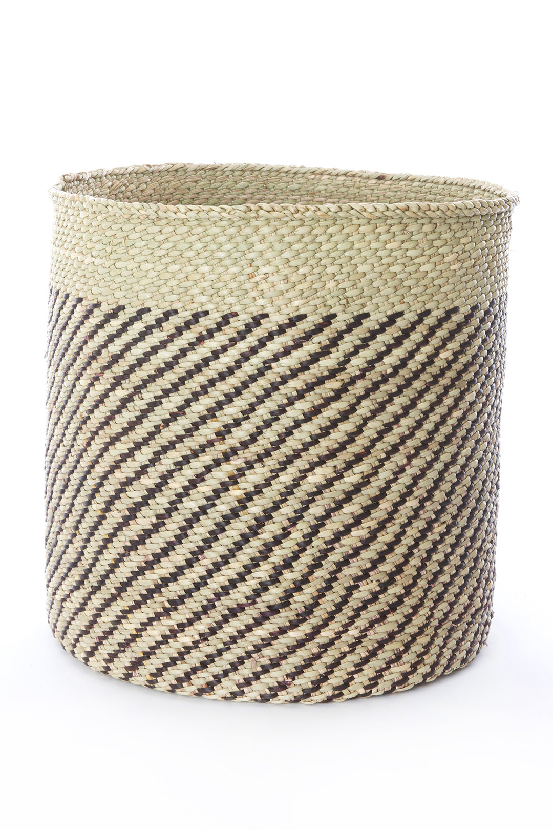 Iringa Basket with Diagonal Black Stripes - Large
