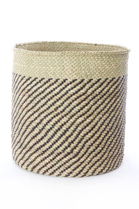 Iringa Basket with Diagonal Black Stripes - Large