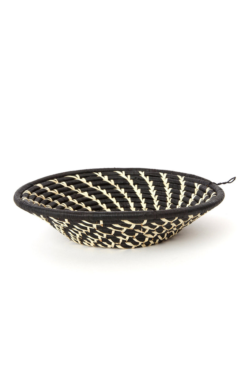 Black Ugandan Sata Baskets with Cream Spirals