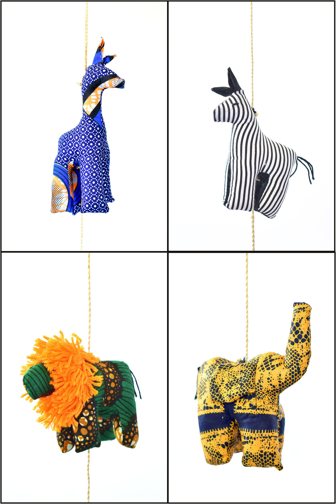 Betty's Kitenge Cloth Safari Animal Wall Art