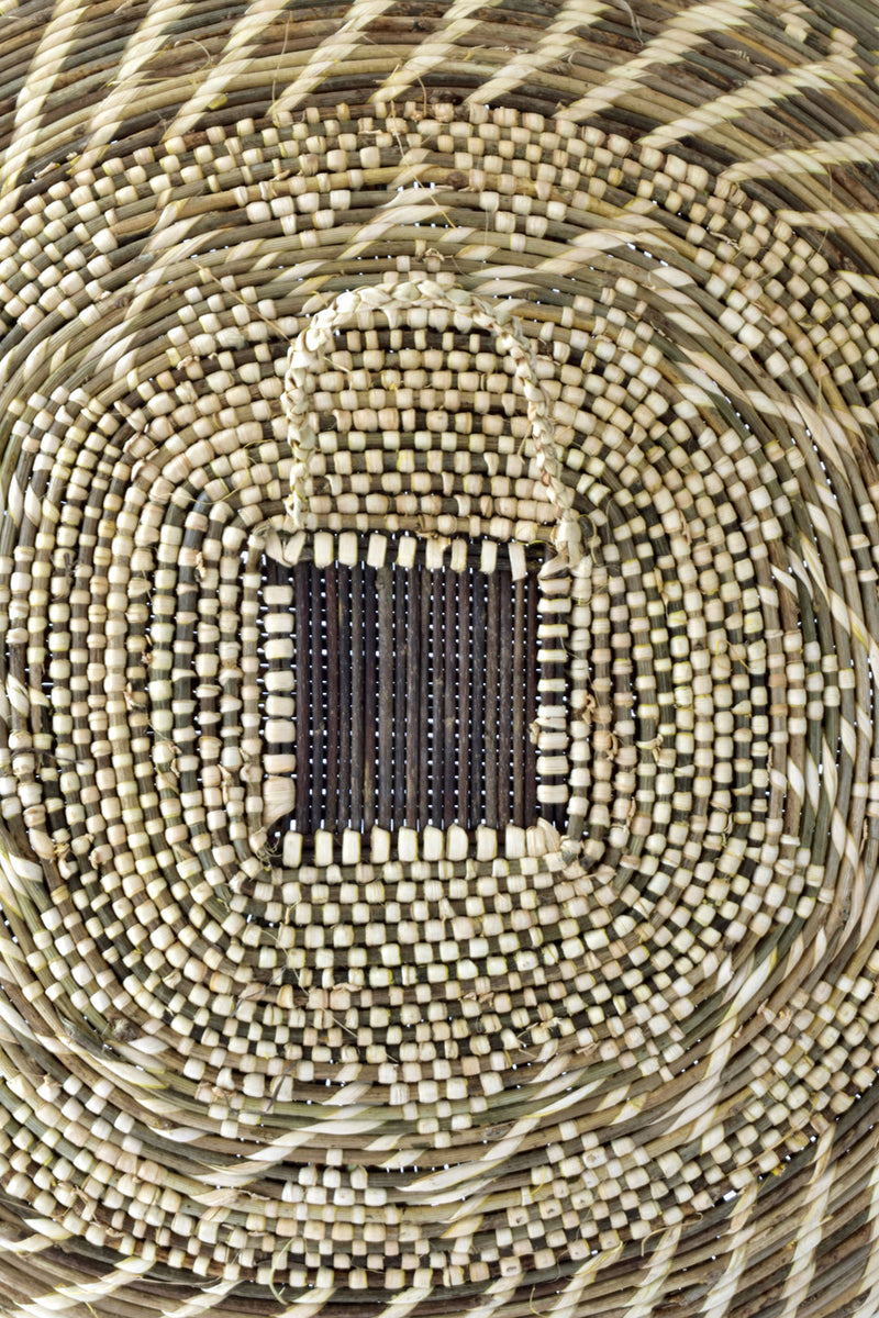 Small BaTonga All-Natural Plateau Basket with Sun Pattern