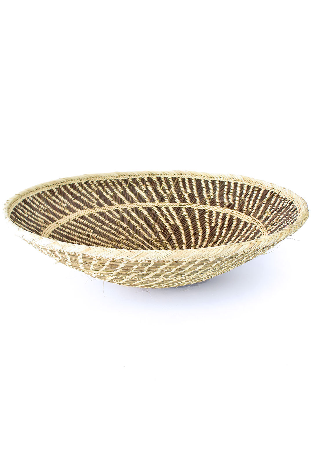 Large BaTonga All-Natural Plateau Basket with Sun Pattern