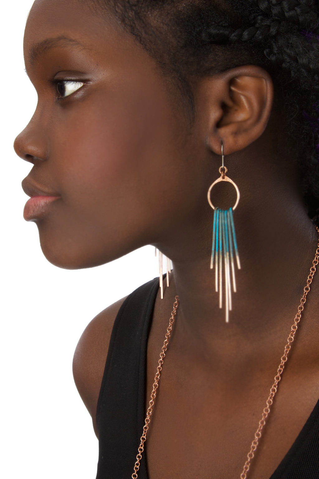 F.R.E.E. Woman Copper Viridian Fringe Earrings