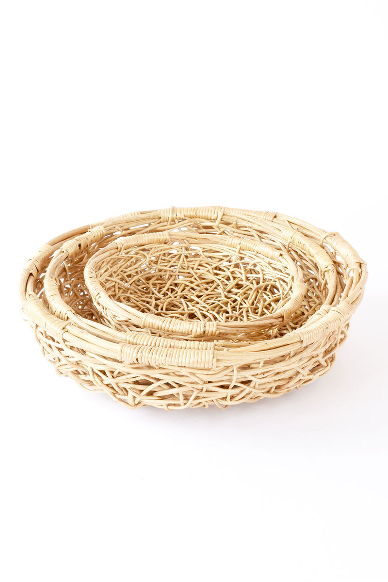 Set of Three Makenge Root Nest Baskets from Zambia