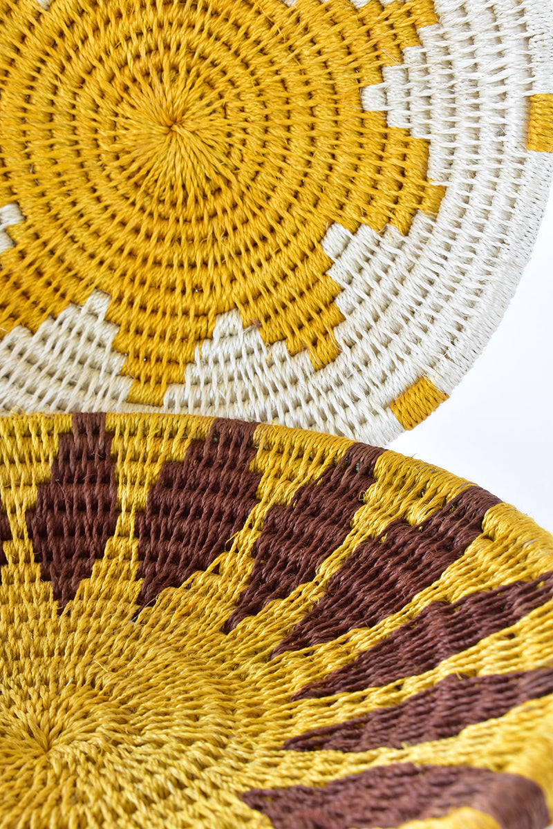 Assorted Small Yellow Sisal Wall Baskets - Limited Edition