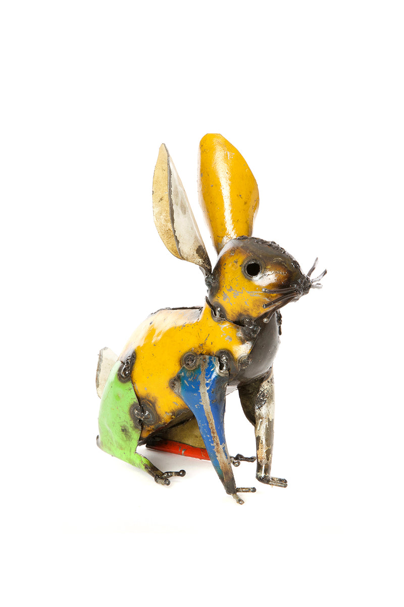 Colorful Recycled Oil Drum Rabbit Sculpture