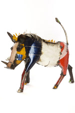 Colorful Recycled Oil Drum Wart Hog Sculptures