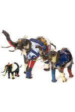 Colorful Recycled Oil Drum Elephant Sculptures